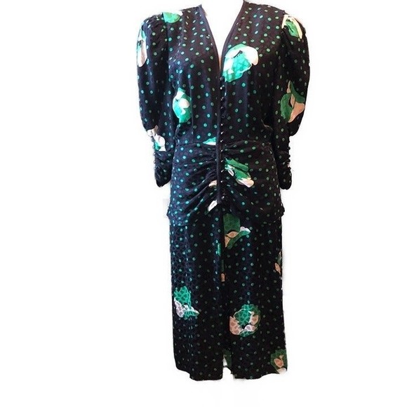 Vintage 80's Saint Romei Green and Black Dress - Picture 3 of 5